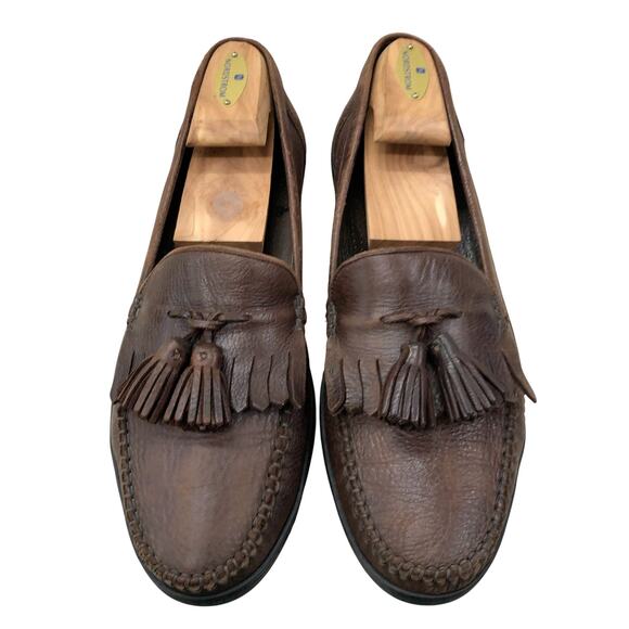 Bragano Loafers Mens 11.5M Brown Leather Tassel Kiltie Moccasin Made in Italy